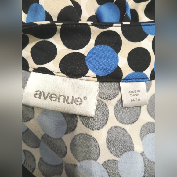 Avenue Black and Blue Polka Dot Blouse - Picture 8 of 8